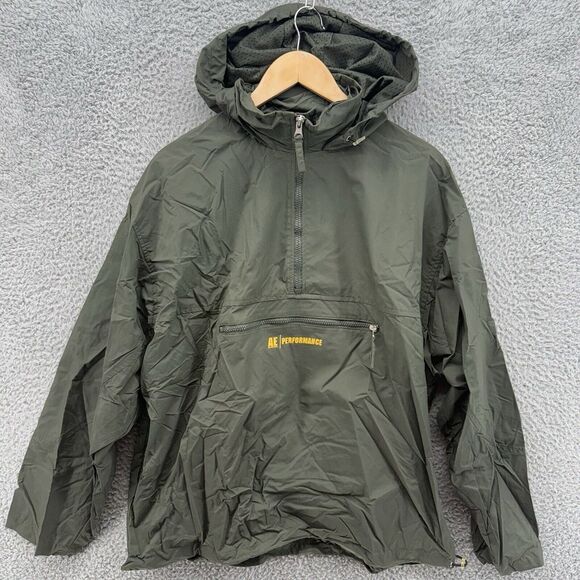 American Eagle‎ Outfitters AE Performance Green Hooded Windbreaker Jacket Mens M - Picture 1 of 10